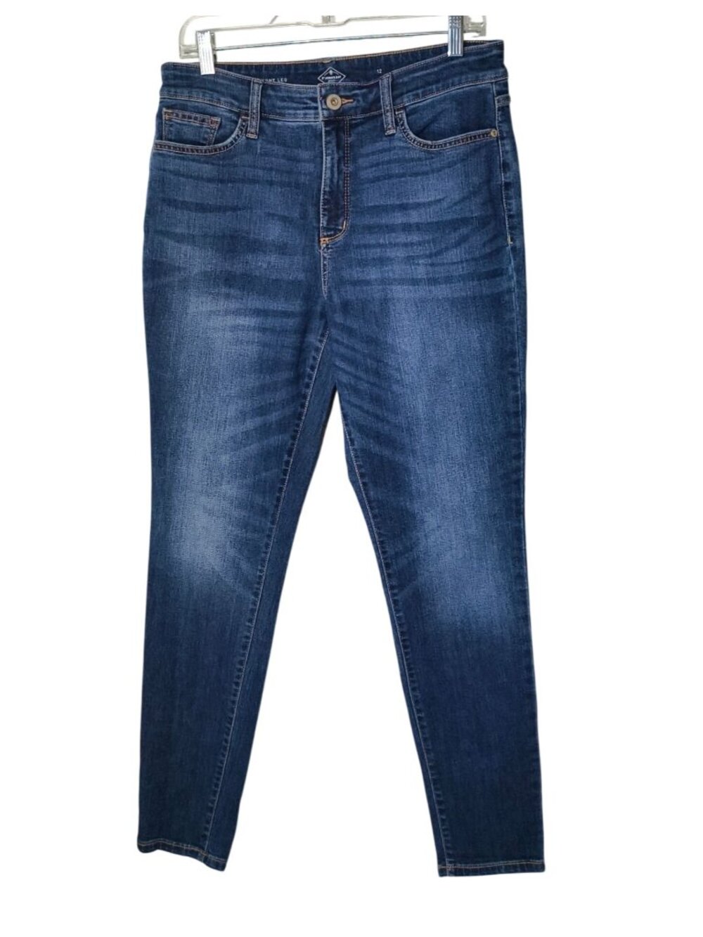 St. Johns Bay Womens 12 Denim Jeans Stretchy Mid-Rise Skinny Blue Cotton Grunge
